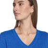 imageNautica Womens Long Sleeve Cable VNeck SweaterCerulean