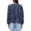 imageNautica Womens Long Sleeve Chambray Popover Denim TopDark Azure
