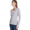 imageNautica Womens Long Sleeve Striped Scoop Neck TShirtBright WhiteNight Sky