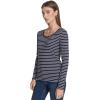 imageNautica Womens Long Sleeve Striped Scoop Neck TShirtNight SkyBright White