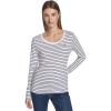 imageNautica Womens Long Sleeve Striped Scoop Neck TShirtBright WhiteNight Sky