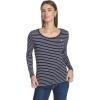 imageNautica Womens Long Sleeve Striped Scoop Neck TShirtNight SkyBright White