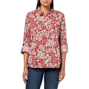 imageNautica Womens Button Front Long Sleeve Roll Tab ShirtSamba Multi
