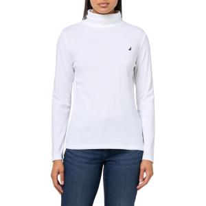 imageNautica Womens Long Sleeve Solid Turtleneck ShirtBright White