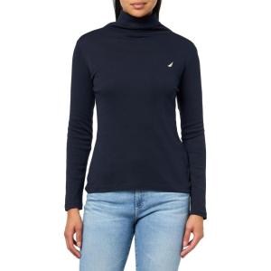 imageNautica Womens Long Sleeve Solid Turtleneck ShirtNight Sky