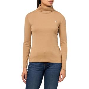 imageNautica Womens Long Sleeve Solid Turtleneck ShirtTigers Eye