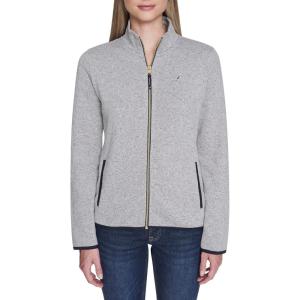 imageNautica Womens Mockneck Zip Up Fleece JacketStorm Heather Grey