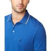 imageNautica Mens Classic Fit Short Sleeve Dual Tipped Collar Polo ShirtMonaco Blue