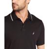 imageNautica Mens Classic Fit Short Sleeve Dual Tipped Collar Polo ShirtTrue Black