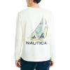 imageNautica Mens LongSleeve Graphic Pocket TShirtWhite Cap