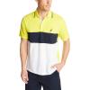 imageNautica Mens Short Sleeve 100 Cotton Pique Color Block Polo ShirtBlazing Yellow