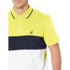 imageNautica Mens Short Sleeve 100 Cotton Pique Color Block Polo ShirtBlazing Yellow