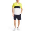 imageNautica Mens Short Sleeve 100 Cotton Pique Color Block Polo ShirtBlazing Yellow