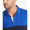 imageNautica Mens Short Sleeve 100 Cotton Pique Color Block Polo ShirtBright Cobalt