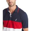 imageNautica Mens Short Sleeve 100 Cotton Pique Color Block Polo ShirtNavy