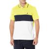 imageNautica Mens Short Sleeve 100 Cotton Pique Color Block Polo ShirtBlazing Yellow
