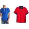 imageNautica Mens Short Sleeve Color Block Performance Pique Polo ShirtBright CobaltNautica Red 2 Pack