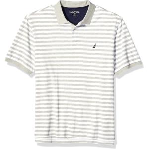 imageNautica Mens Classic Fit 100 Cotton Soft Short Sleeve Stripe Polo ShirtGrey Heather