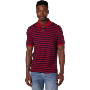 imageNautica Mens Classic Fit 100 Cotton Soft Short Sleeve Stripe Polo ShirtNautica Red