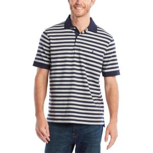 imageNautica Mens Classic Fit 100 Cotton Soft Short Sleeve Stripe Polo ShirtNavy