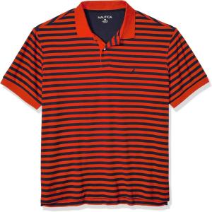 imageNautica Mens Classic Fit 100 Cotton Soft Short Sleeve Stripe Polo ShirtOrange Poppy