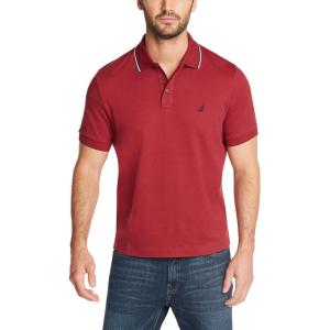 imageNautica Mens Classic Fit Short Sleeve Dual Tipped Collar Polo ShirtBurgundy