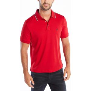 imageNautica Mens Classic Fit Short Sleeve Dual Tipped Collar Polo ShirtNautica Red
