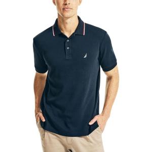 imageNautica Mens Classic Fit Short Sleeve Dual Tipped Collar Polo ShirtNavy Blue 2