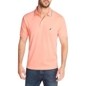 imageNautica Mens Classic Fit Short Sleeve Dual Tipped Collar Polo ShirtPale Coral