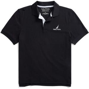 imageNautica Mens Navtech Stripe Collar PoloTrue Black