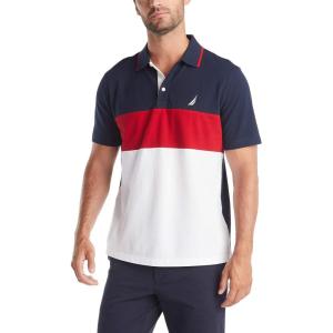 imageNautica Mens Short Sleeve 100 Cotton Pique Color Block Polo ShirtNavy