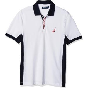 imageNautica Mens Short Sleeve Color Block Performance Pique Polo ShirtBright White