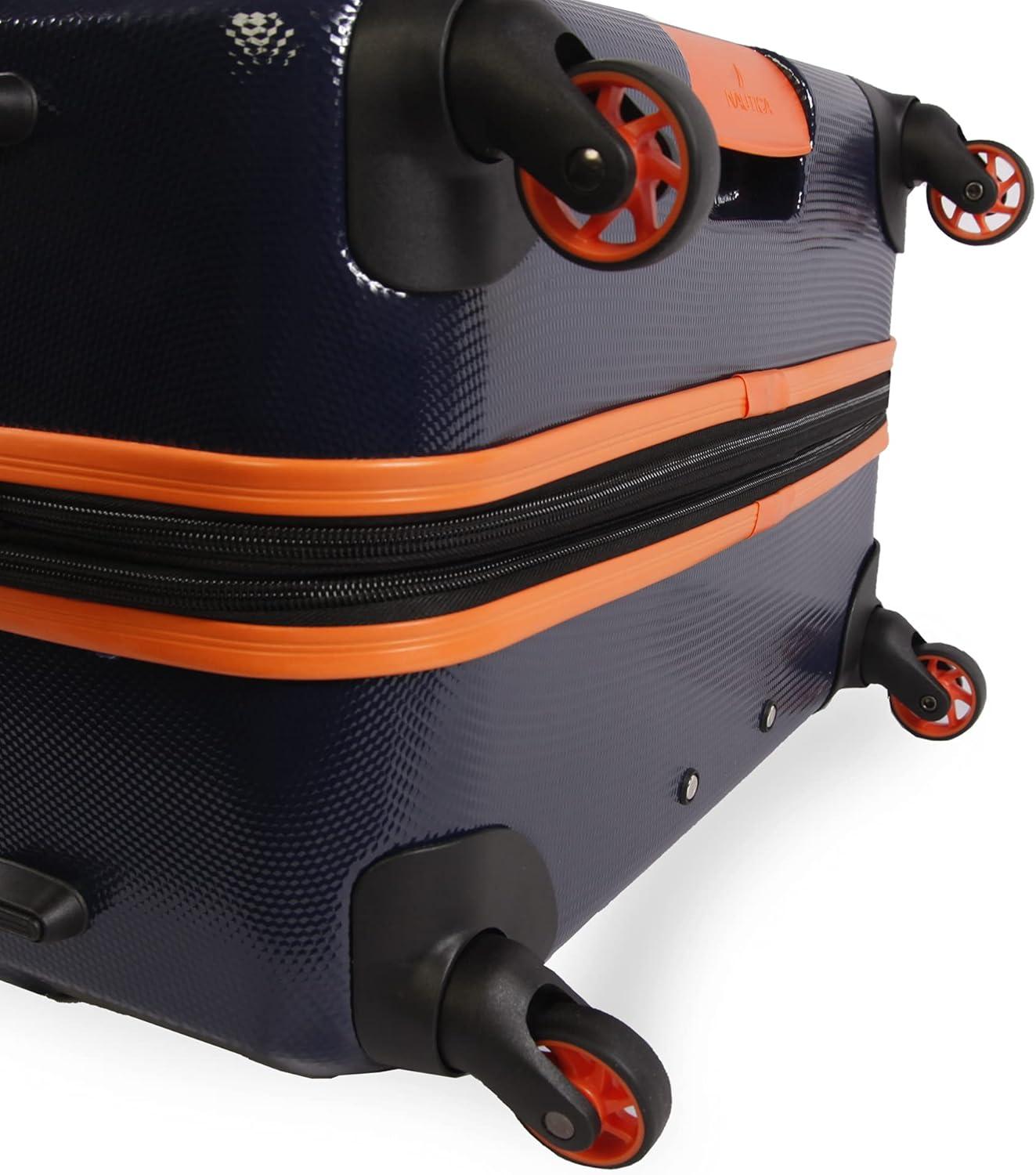 imageNautica Birch 21quot Carry On Hardside Spinner LuggageNavyOrange