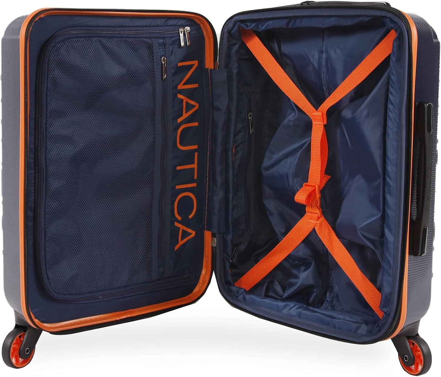 imageNautica Birch 21quot Carry On Hardside Spinner LuggageNavyOrange