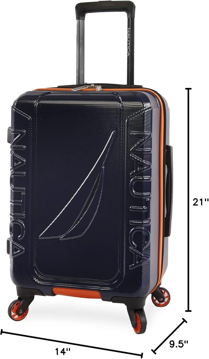 imageNautica Birch 21quot Carry On Hardside Spinner LuggageNavyOrange