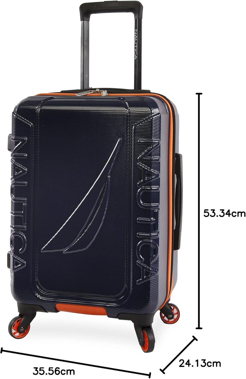 imageNautica Birch 21quot Carry On Hardside Spinner LuggageNavyOrange