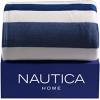 imageNautica  Twin Blanket Soft Plush Fleece Bedding Ideal for Bed or Couch Dorm Essentials OekoTex Certified Awning Stripe NavyQueen