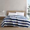 imageNautica  Twin Blanket Soft Plush Fleece Bedding Ideal for Bed or Couch Dorm Essentials OekoTex Certified Awning Stripe NavyTwin