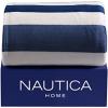 imageNautica  Twin Blanket Soft Plush Fleece Bedding Ideal for Bed or Couch Dorm Essentials OekoTex Certified Awning Stripe NavyTwin