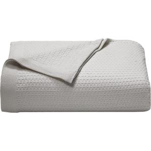 imageNautica  Twin Blanket Diamond Weave Cotton Bedding MediumWeight for All Seasons Ideal Dorm Essentials OekoTex Certified Baird WhiteBaird Grey