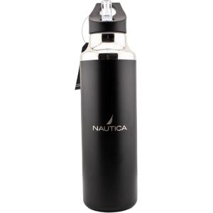 imageNautica Insulated 21oz Sleek Stainless Steel Water Bottle with Flip Lid Straw Leakproof BPAFree Wide Mouth Keeps Drinks Hot or Cold Sports Bottle Ideal for Gym Hiking and Travel NAVYBlack