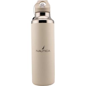 imageNautica Insulated 21oz Sleek Stainless Steel Water Bottle with Flip Lid Straw Leakproof BPAFree Wide Mouth Keeps Drinks Hot or Cold Sports Bottle Ideal for Gym Hiking and Travel NAVYTaupe