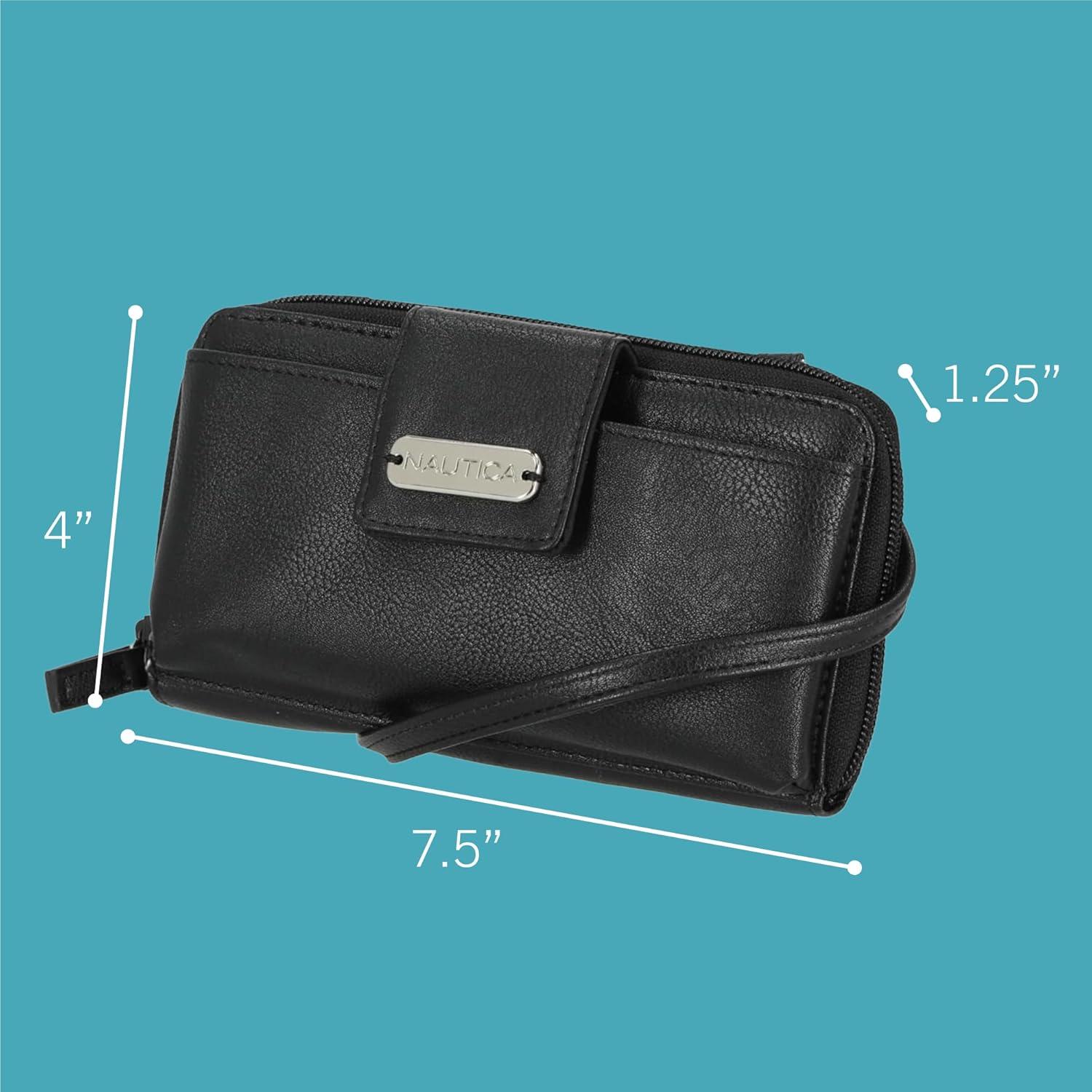imageNautica Harbor Womens Crossbody Purse RFID Blocking Zip Around Clutch WalletIndigoRed