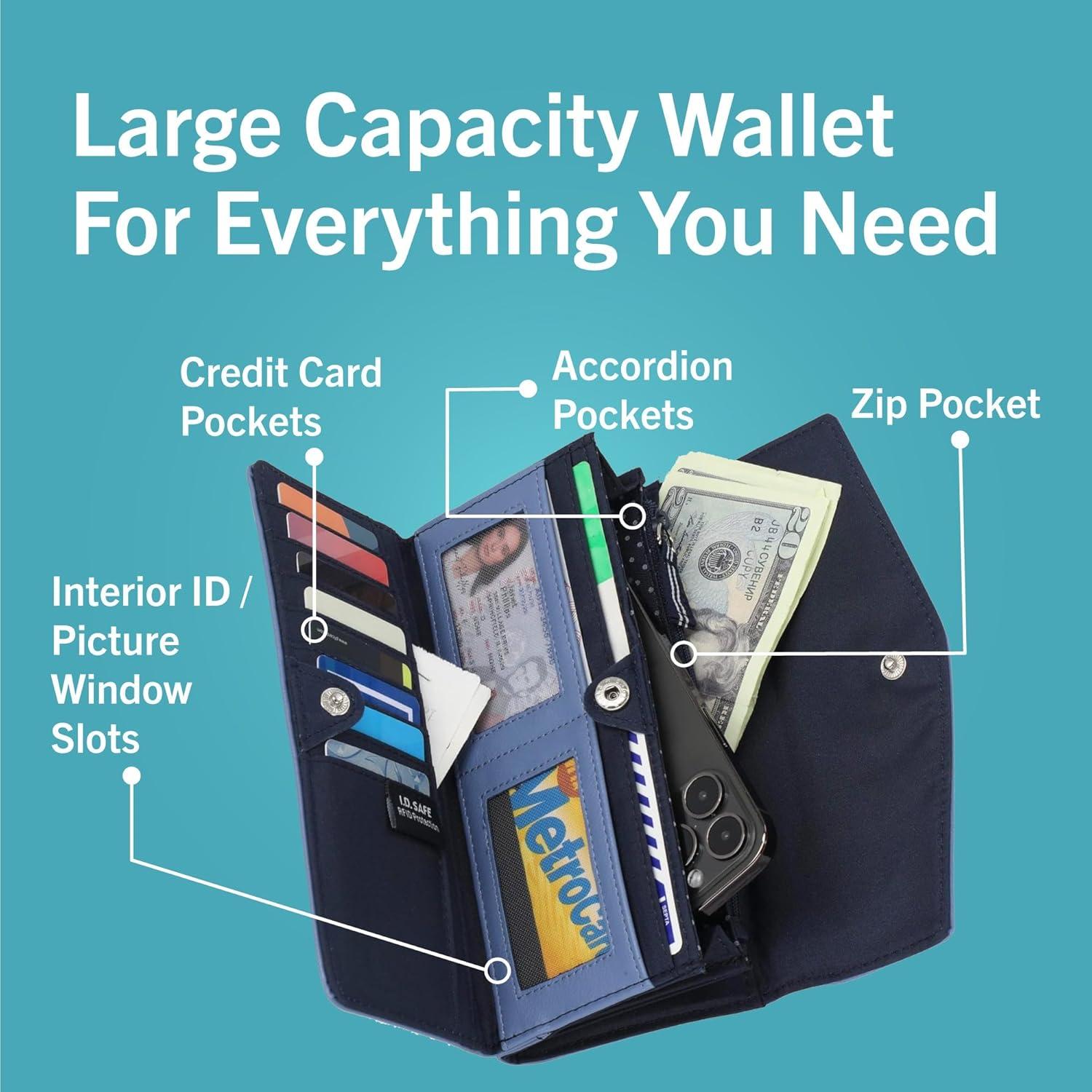 imageNautica Money Manager RFID Slim and Small Wallet for Women  Credit Card Holder with Coin Purse and Zipper Wallet Womens Clutch OrganizerAnchor Aweigh