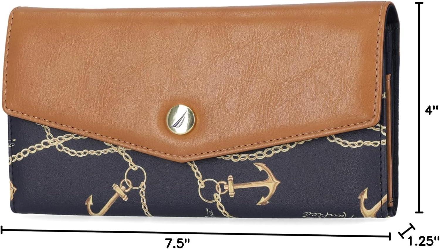 imageNautica Money Manager RFID Slim and Small Wallet for Women  Credit Card Holder with Coin Purse and Zipper Wallet Womens Clutch OrganizerAnchor Aweigh