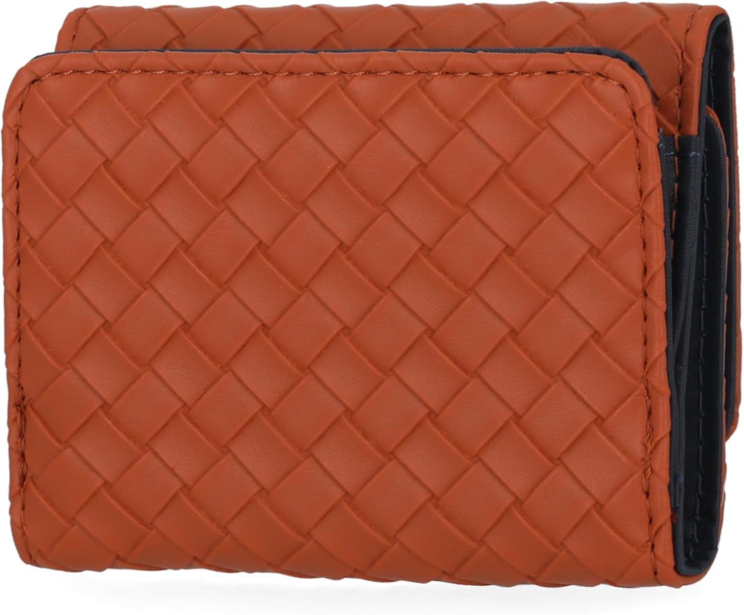 imageNautica Rowers End Small Wallet for Women RFID Blocking Slim Credit Card Holder with Zipper Coin Pocket Bifold Compact Womens Wallet with ID Window Wave Dreamer IndigoChalkWoven Cognac