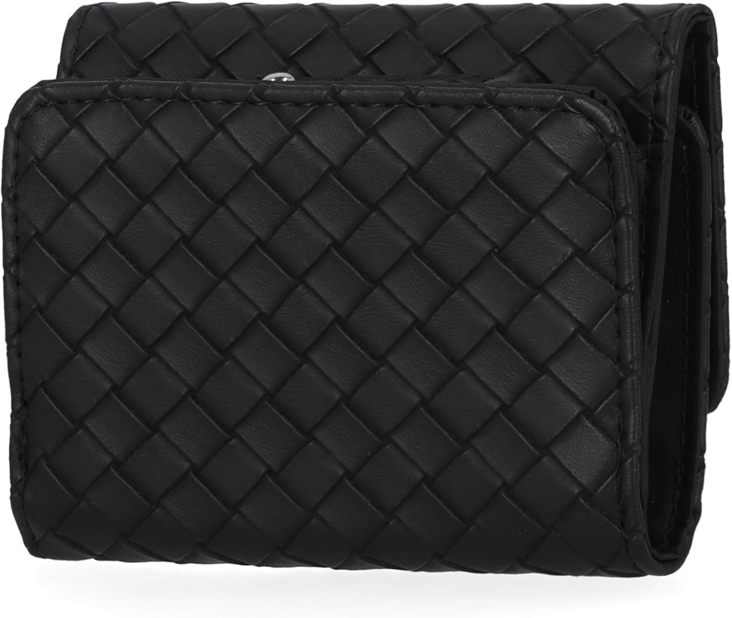 imageNautica Rowers End Small Wallet for Women RFID Blocking Slim Credit Card Holder with Zipper Coin Pocket Bifold Compact Womens Wallet with ID Window Wave Dreamer IndigoChalkWoven Black