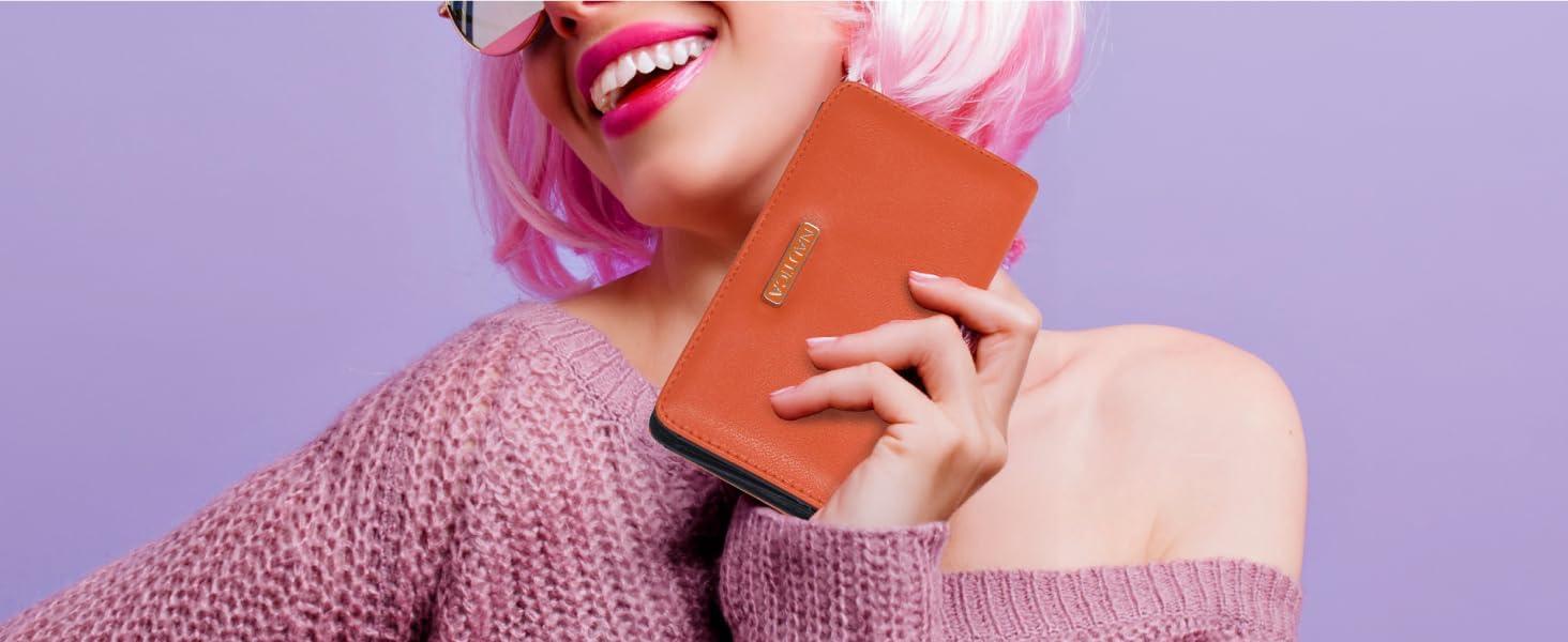 imageNautica Seaside Slim Womens Wallet RFID Blocking Credit Card Holder Coin Purse Checkbook Organizer Clutch Small Vegan Leather Wallet for Travel AmericanaIndigo Logo
