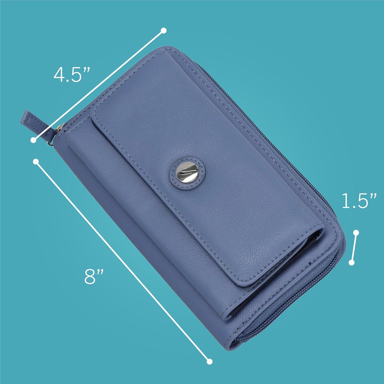 imageNautica Womens Bulk Cargo Vegan Leather RFID Wallet Zip Around Clutch Phone Case MultiCard Organizer Fuego RedFuego Red