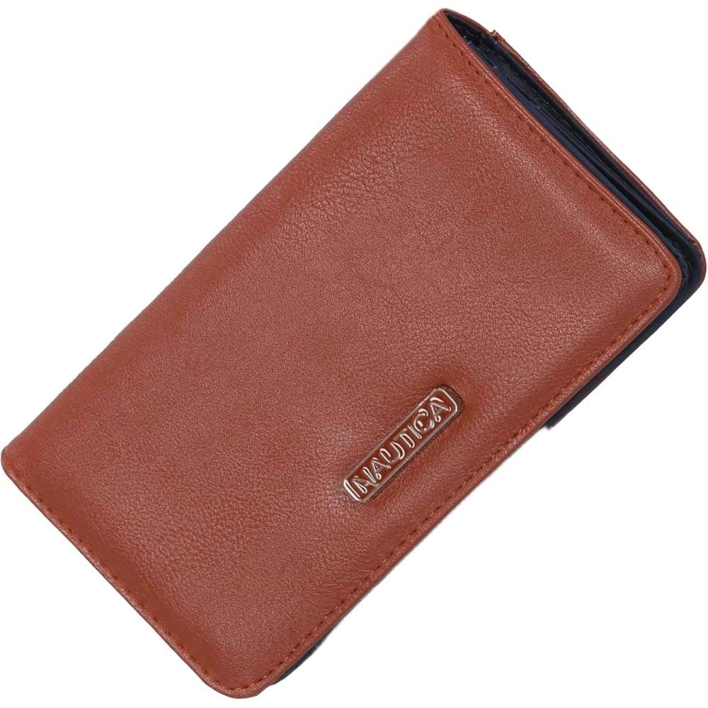 imageNautica Seaside Slim Womens Wallet RFID Blocking Credit Card Holder Coin Purse Checkbook Organizer Clutch Small Vegan Leather Wallet for Travel AmericanaEarth